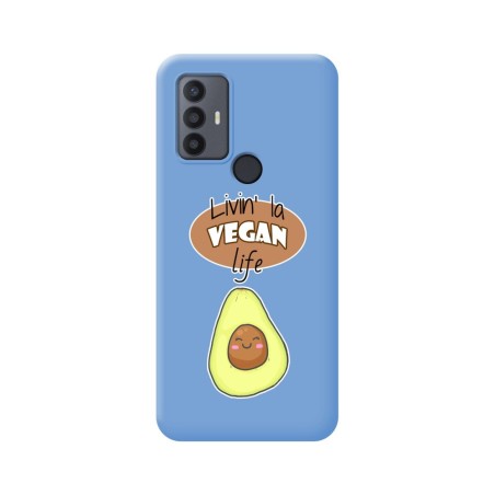 Funda Silicona Líquida Azul para TCL 30 SE / 30E / 306 diseño Vegan Life Dibujos