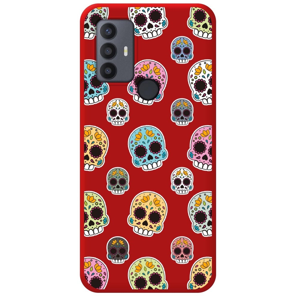 Funda Silicona Líquida Roja para TCL 30 SE / 30E / 306 diseño Catrina Dibujos