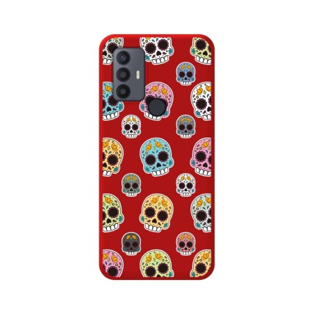 Funda Silicona Líquida Roja para TCL 30 SE / 30E / 306 diseño Catrina Dibujos