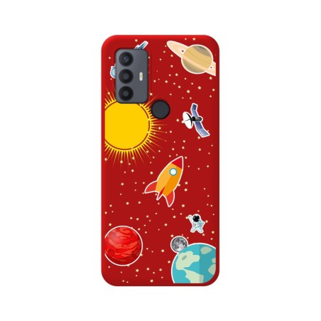 Funda Silicona Líquida Roja para TCL 30 SE / 30E / 306 diseño Espacio Dibujos