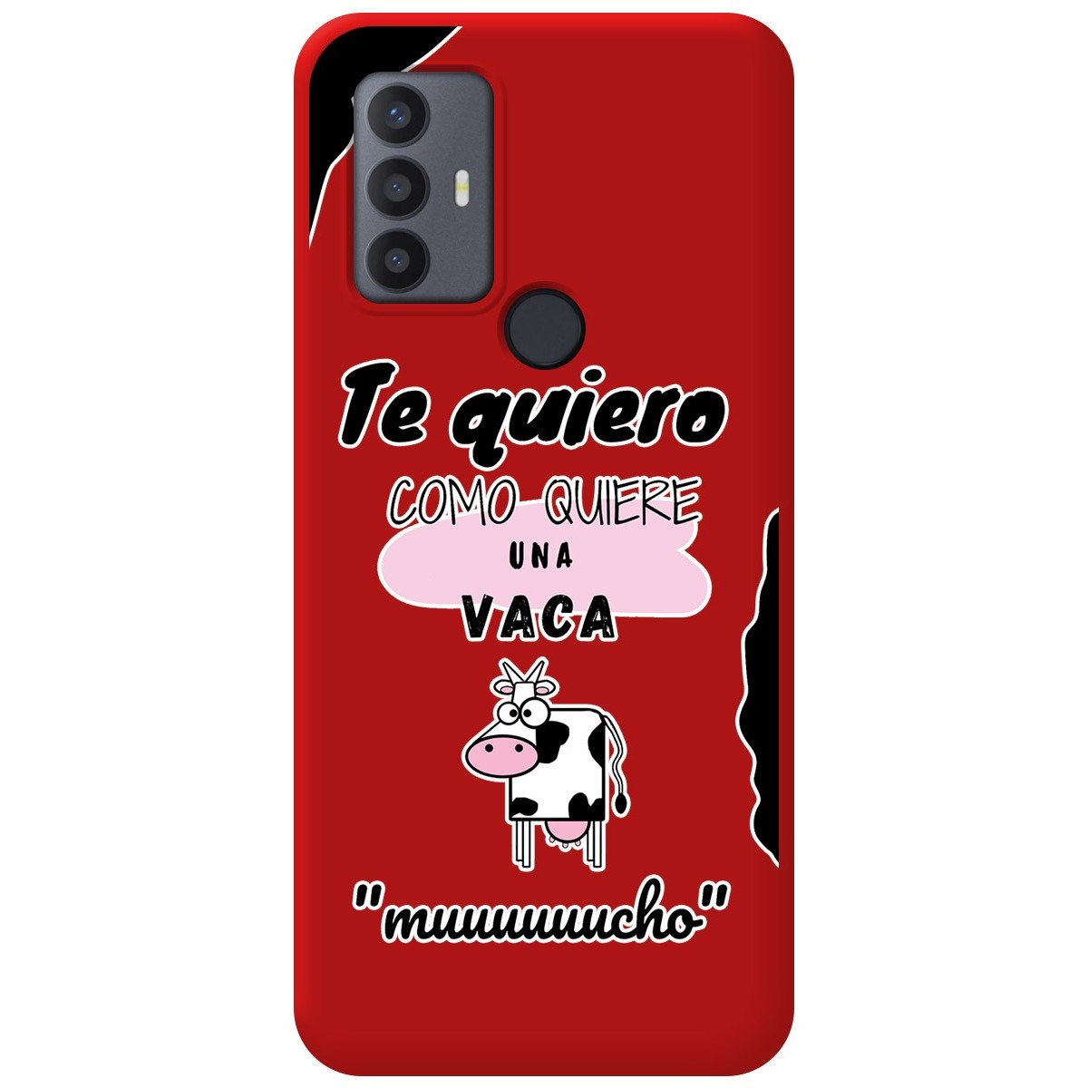 Funda Silicona Líquida Roja para TCL 30 SE / 30E / 306 diseño Vaca Dibujos