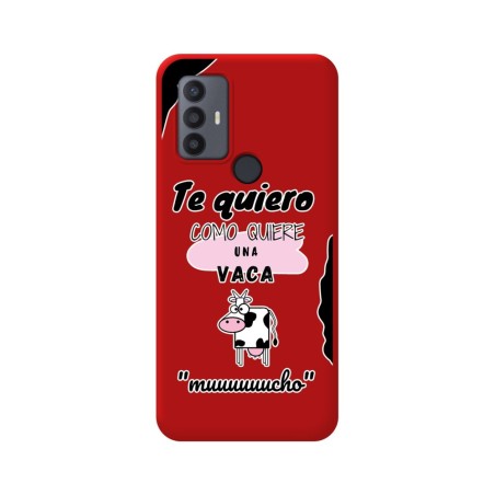 Funda Silicona Líquida Roja para TCL 30 SE / 30E / 306 diseño Vaca Dibujos