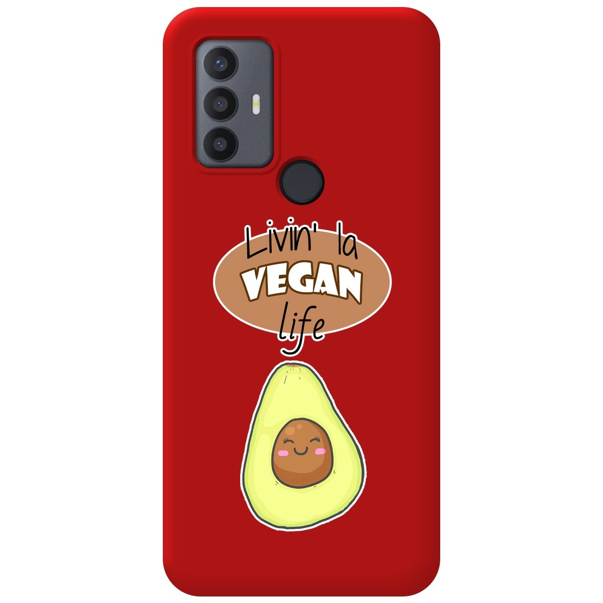 Funda Silicona Líquida Roja para TCL 30 SE / 30E / 306 diseño Vegan Life Dibujos