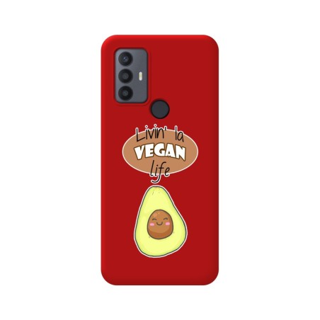 Funda Silicona Líquida Roja para TCL 30 SE / 30E / 306 diseño Vegan Life Dibujos