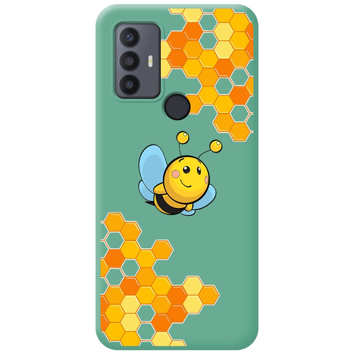Funda Silicona Líquida Verde para TCL 30 SE / 30E / 306 diseño Abeja Dibujos