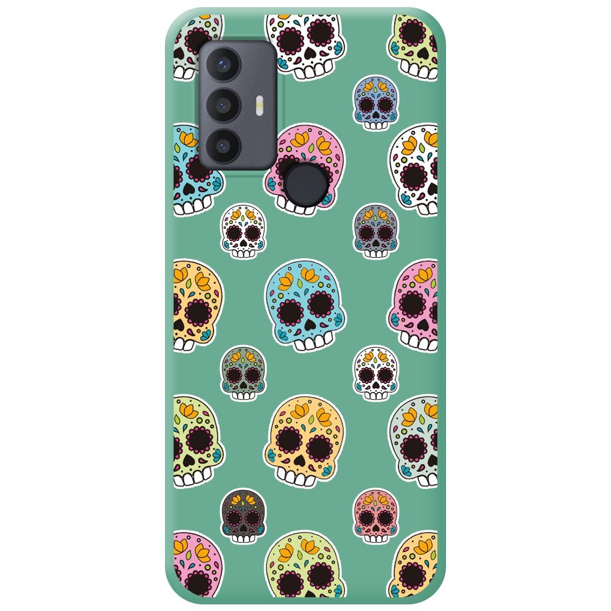 Funda Silicona Líquida Verde para TCL 30 SE / 30E / 306 diseño Catrina Dibujos