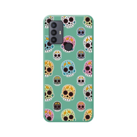 Funda Silicona Líquida Verde para TCL 30 SE / 30E / 306 diseño Catrina Dibujos