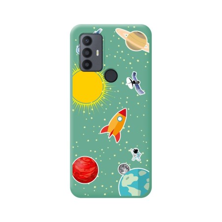 Funda Silicona Líquida Verde para TCL 30 SE / 30E / 306 diseño Espacio Dibujos