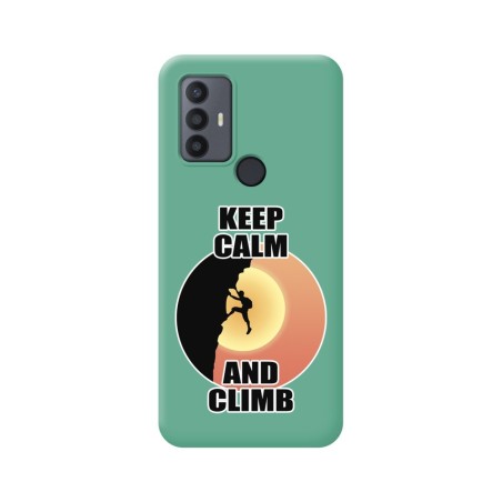 Funda Silicona Líquida Verde para TCL 30 SE / 30E / 306 diseño Hombre Escalada Dibujos