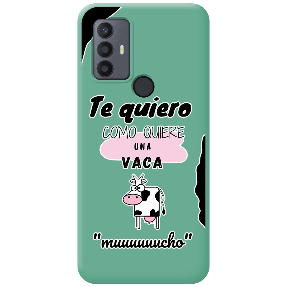 Funda Silicona Líquida Verde para TCL 30 SE / 30E / 306 diseño Vaca Dibujos