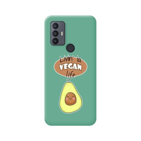 Funda Silicona Líquida Verde para TCL 30 SE / 30E / 306 diseño Vegan Life Dibujos
