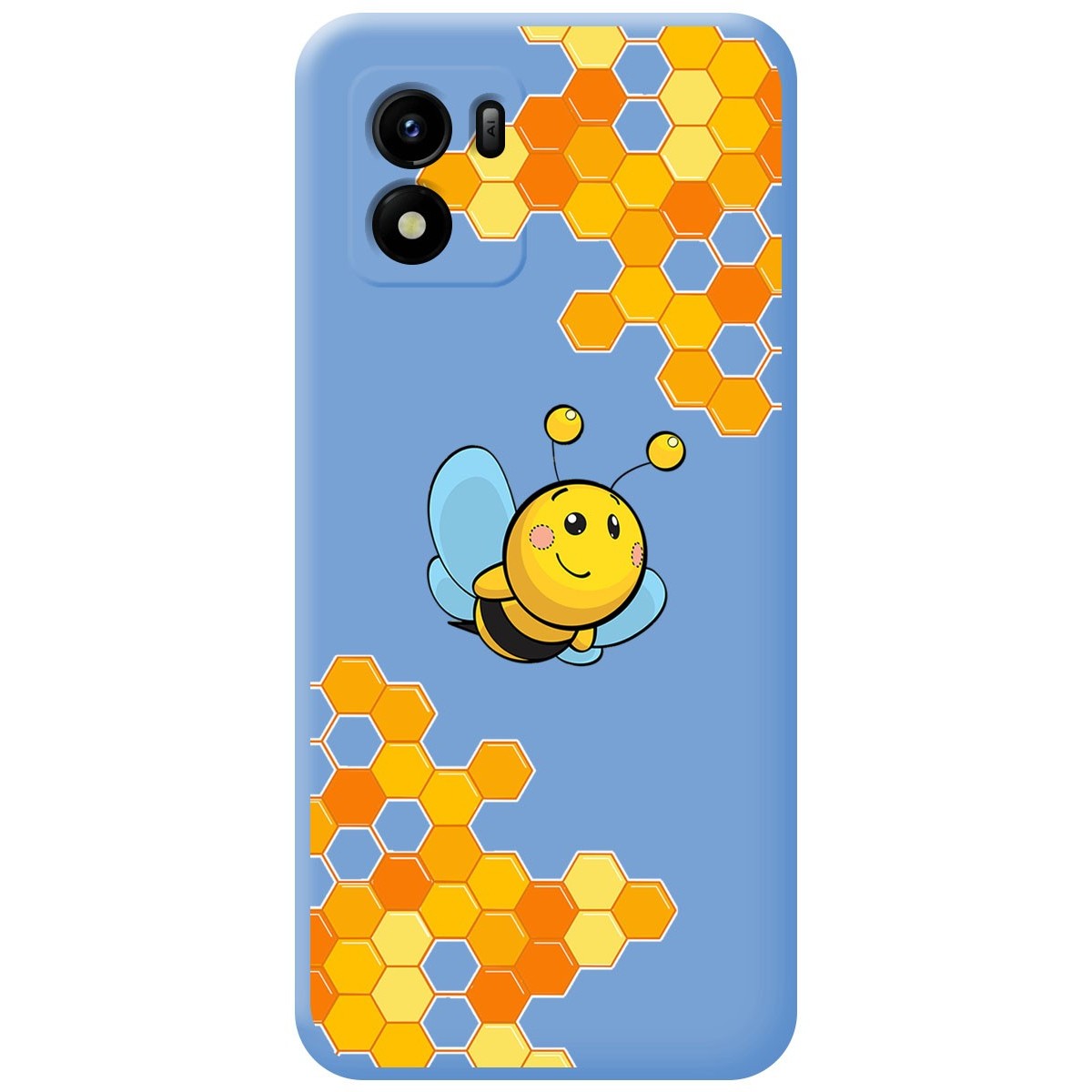 Funda Silicona Líquida Azul para Vivo Y01 diseño Abeja Dibujos