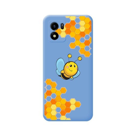 Funda Silicona Líquida Azul para Vivo Y01 diseño Abeja Dibujos