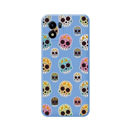 Funda Silicona Líquida Azul para Vivo Y01 diseño Catrina Dibujos