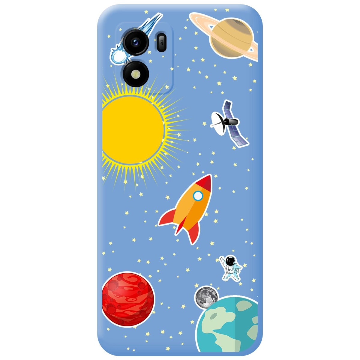 Funda Silicona Líquida Azul para Vivo Y01 diseño Espacio Dibujos