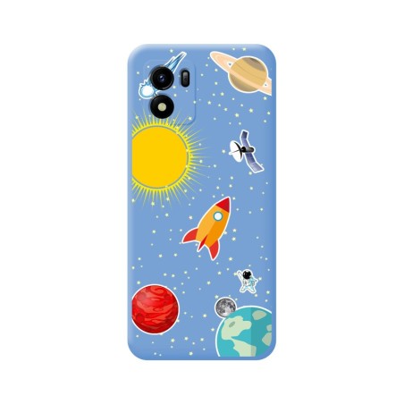 Funda Silicona Líquida Azul para Vivo Y01 diseño Espacio Dibujos