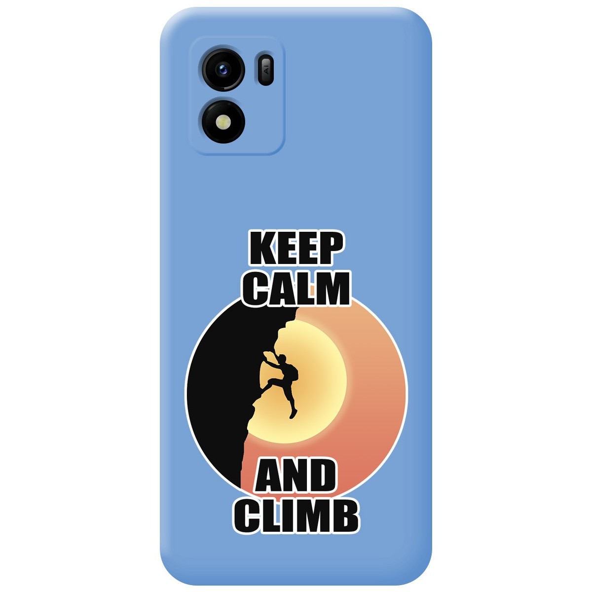 Funda Silicona Líquida Azul para Vivo Y01 diseño Hombre Escalada Dibujos