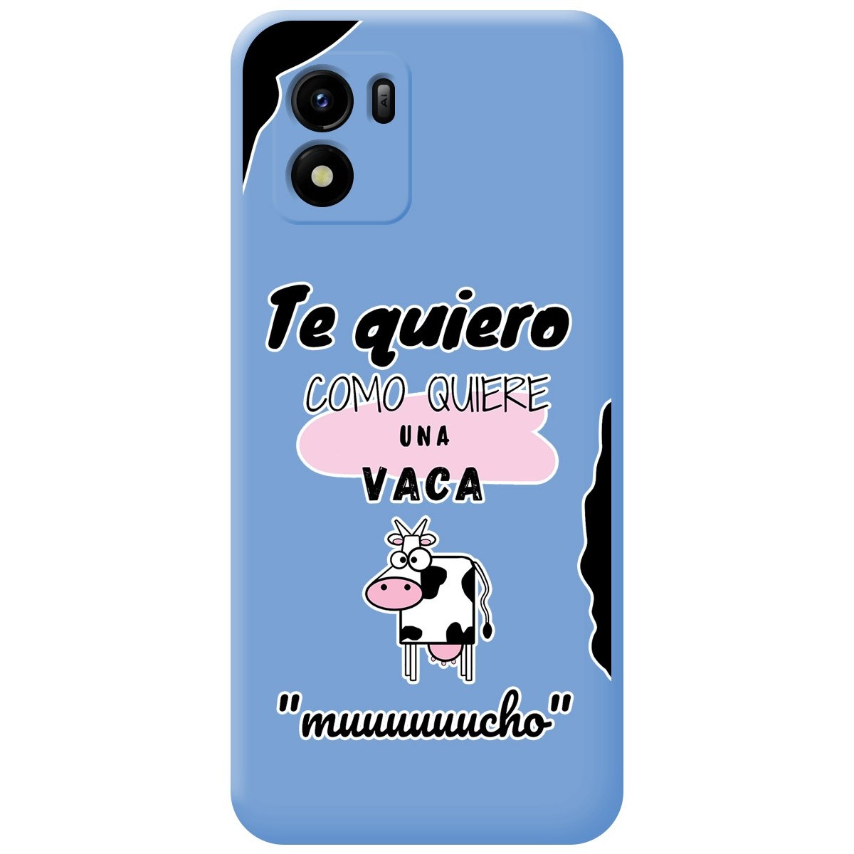 Funda Silicona Líquida Azul para Vivo Y01 diseño Vaca Dibujos
