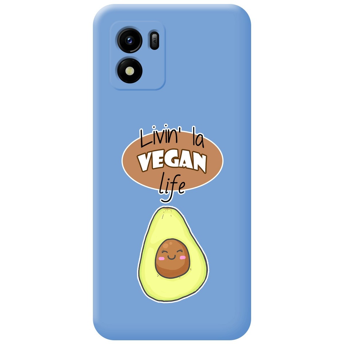 Funda Silicona Líquida Azul para Vivo Y01 diseño Vegan Life Dibujos