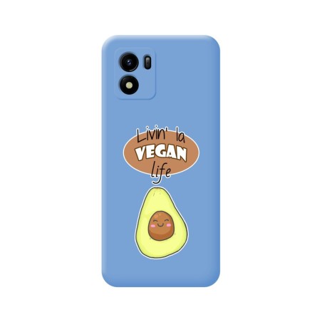 Funda Silicona Líquida Azul para Vivo Y01 diseño Vegan Life Dibujos