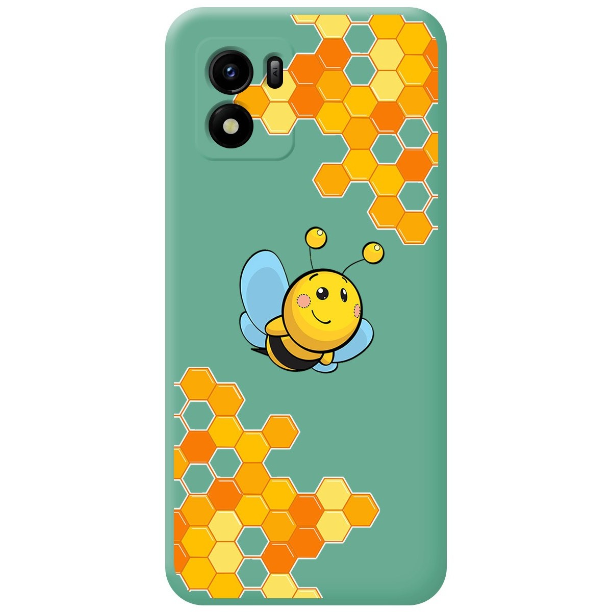 Funda Silicona Líquida Verde para Vivo Y01 diseño Abeja Dibujos