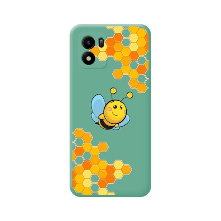 Funda Silicona Líquida Verde para Vivo Y01 diseño Abeja Dibujos