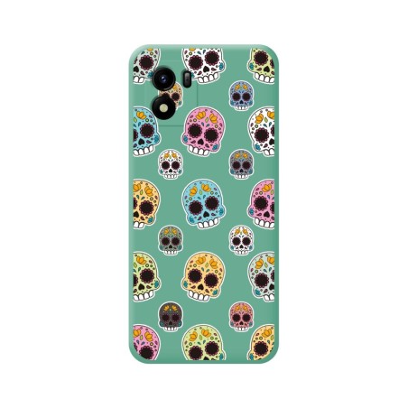 Funda Silicona Líquida Verde para Vivo Y01 diseño Catrina Dibujos