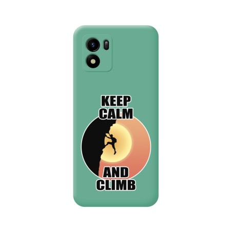 Funda Silicona Líquida Verde para Vivo Y01 diseño Hombre Escalada Dibujos