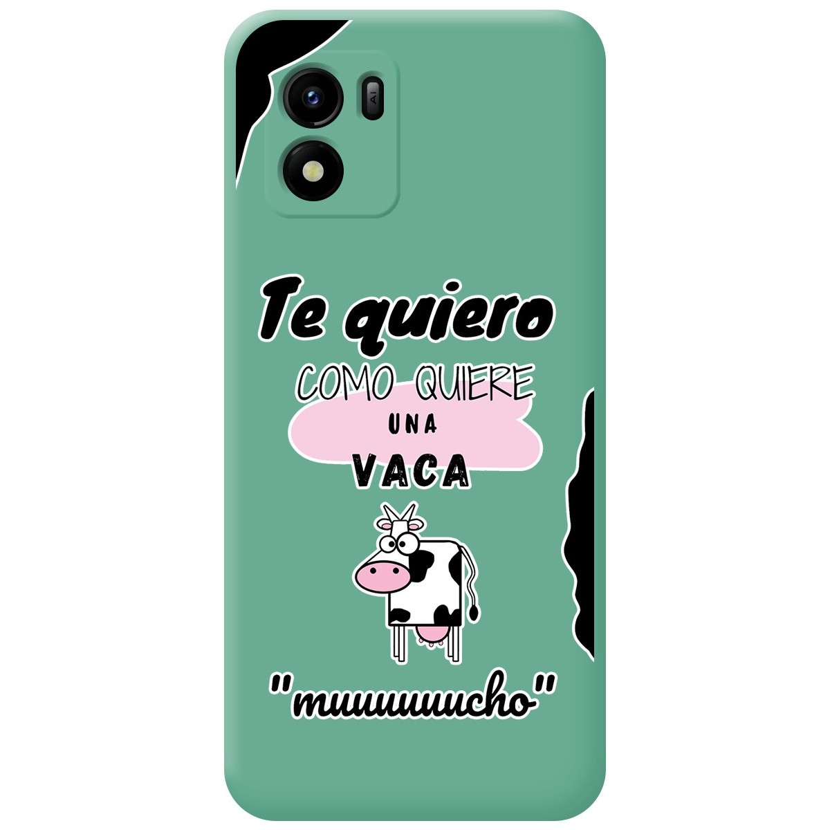 Funda Silicona Líquida Verde para Vivo Y01 diseño Vaca Dibujos