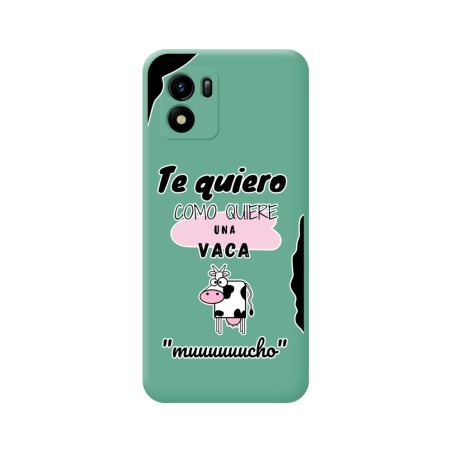 Funda Silicona Líquida Verde para Vivo Y01 diseño Vaca Dibujos