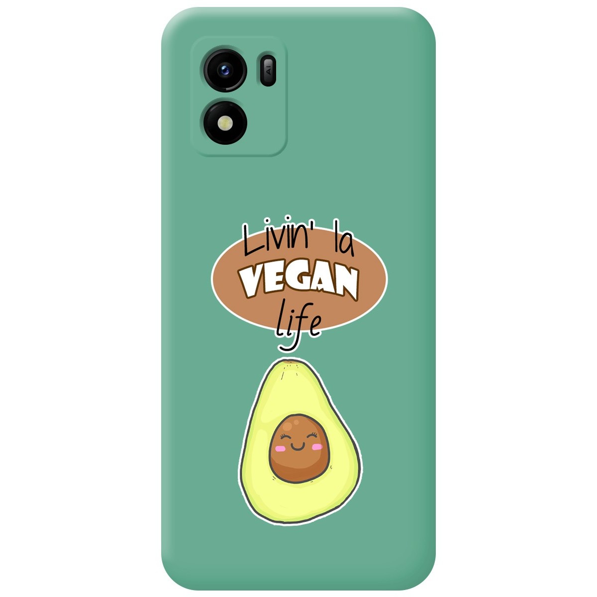 Funda Silicona Líquida Verde para Vivo Y01 diseño Vegan Life Dibujos