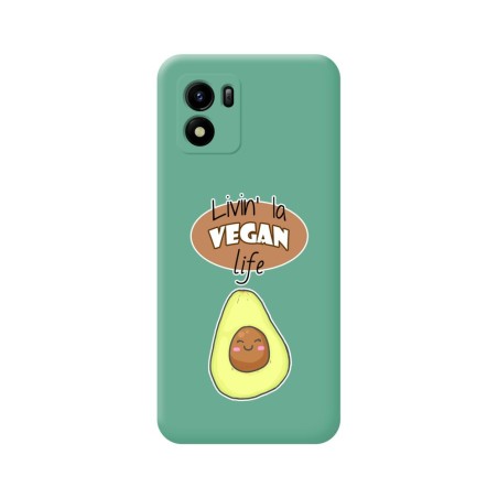 Funda Silicona Líquida Verde para Vivo Y01 diseño Vegan Life Dibujos