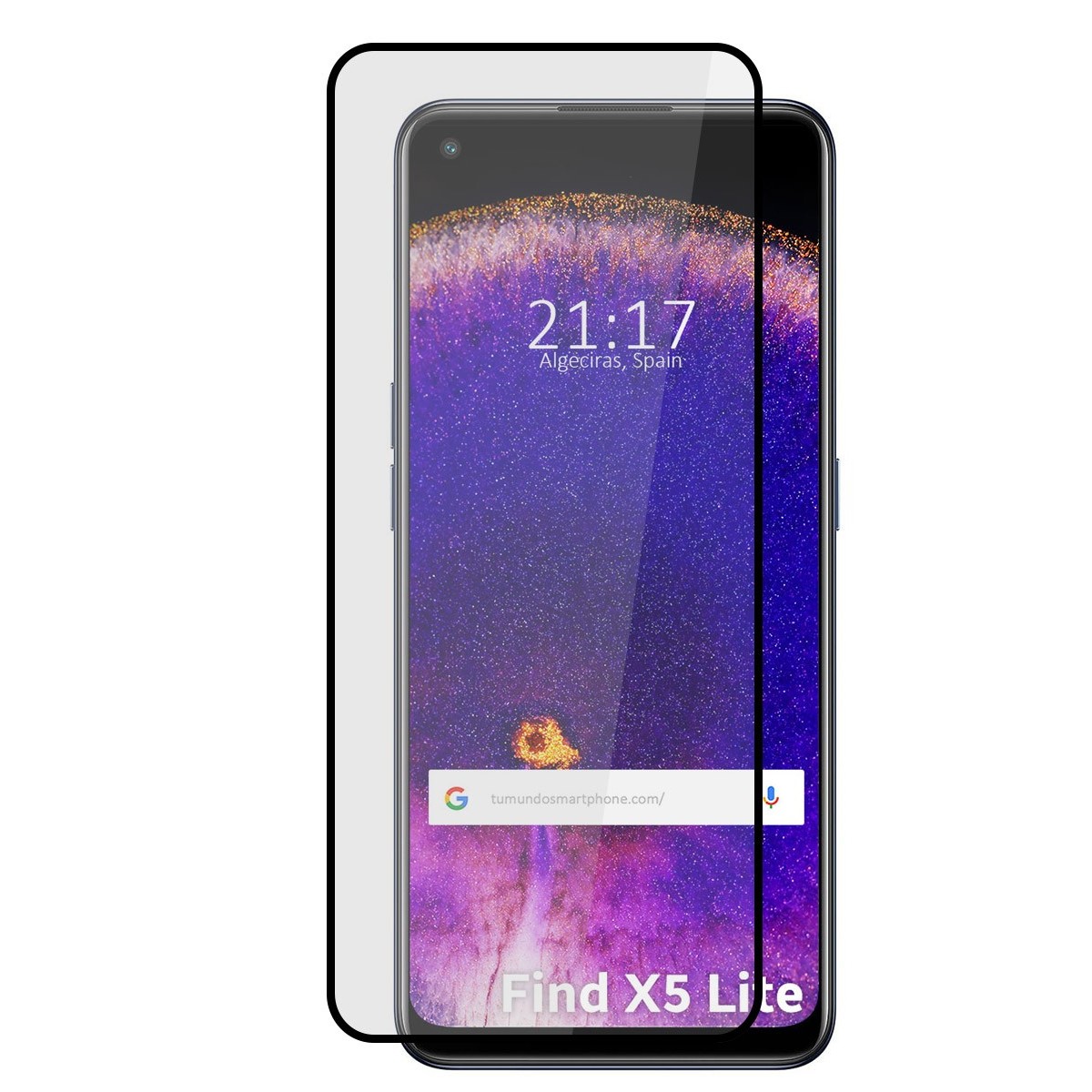 Protector Cristal Templado Completo 5D Full Glue Negro para Oppo Find X5 Lite 5G Vidrio