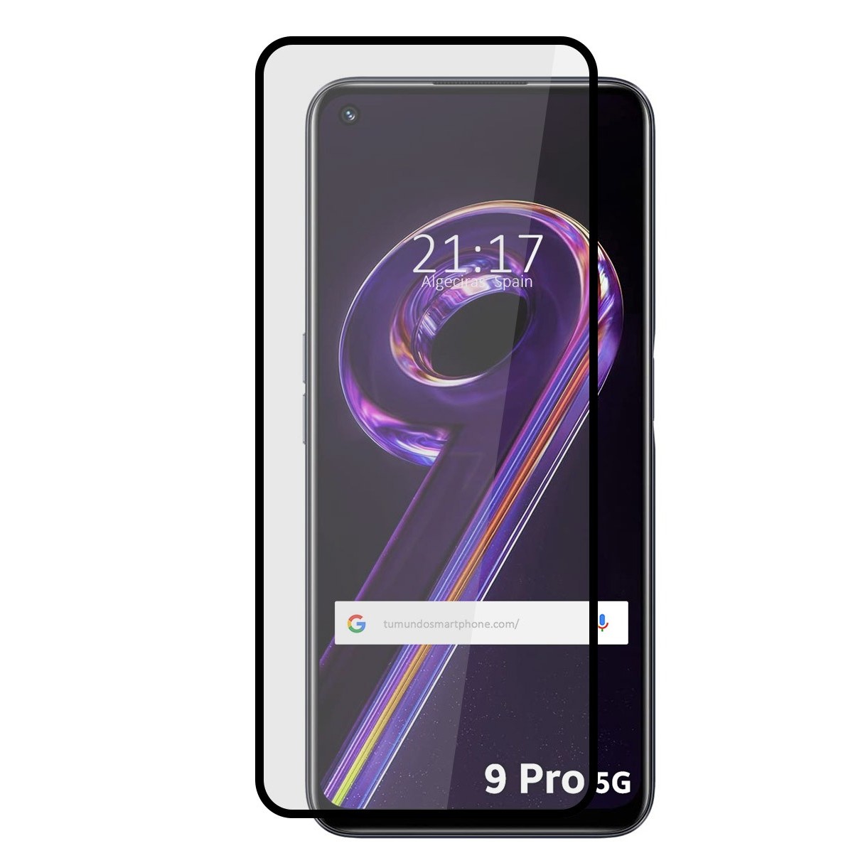 Protector Cristal Templado Completo 5D Full Glue Negro para Realme 9 Pro 5G Vidrio