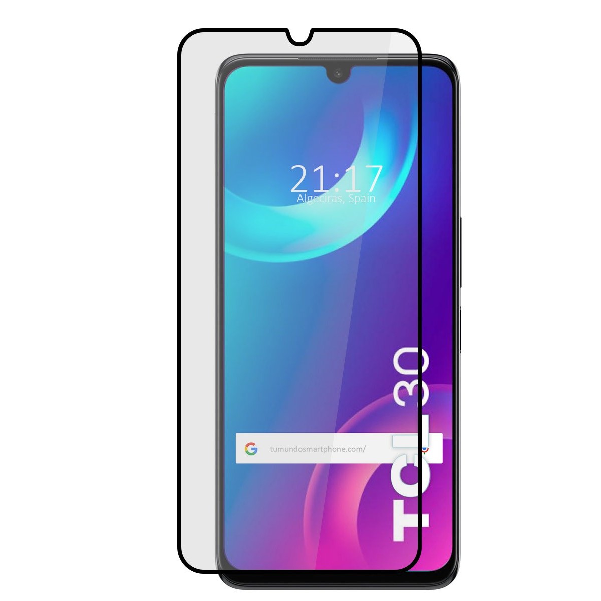 Protector Cristal Templado Completo 5D Full Glue Negro para TCL 30 / 30 5G / 30 Plus Vidrio