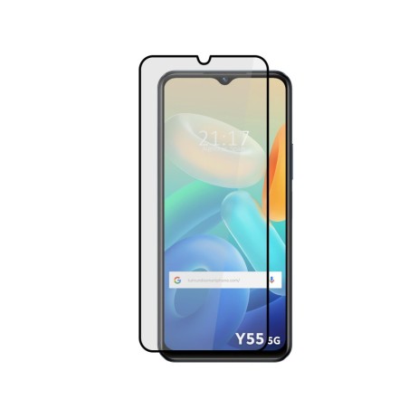 Protector Cristal Templado Completo 5D Full Glue Negro para Vivo Y55 5G Vidrio