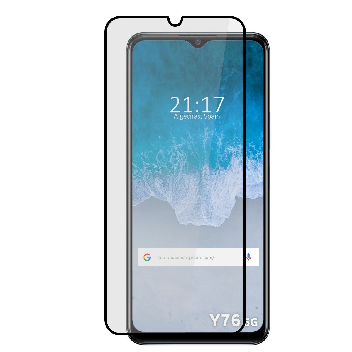 Protector Cristal Templado Completo 5D Full Glue Negro para Vivo Y76 5G Vidrio