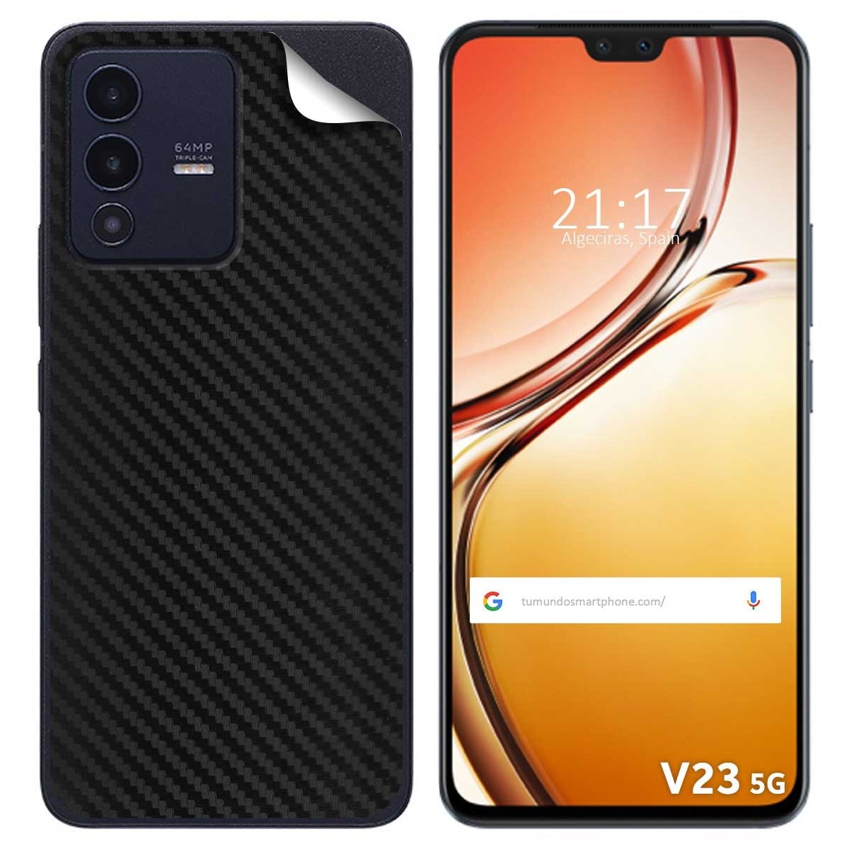 Pegatina Vinilo Autoadhesiva Textura Carbono para Vivo V23 5G