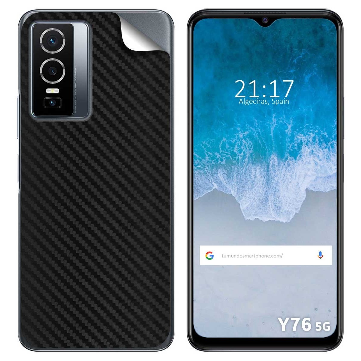 Pegatina Vinilo Autoadhesiva Textura Carbono para Vivo Y76 5G