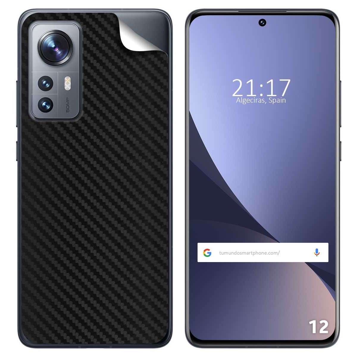 Pegatina Vinilo Autoadhesiva Textura Carbono para Xiaomi 12 / 12X 5G