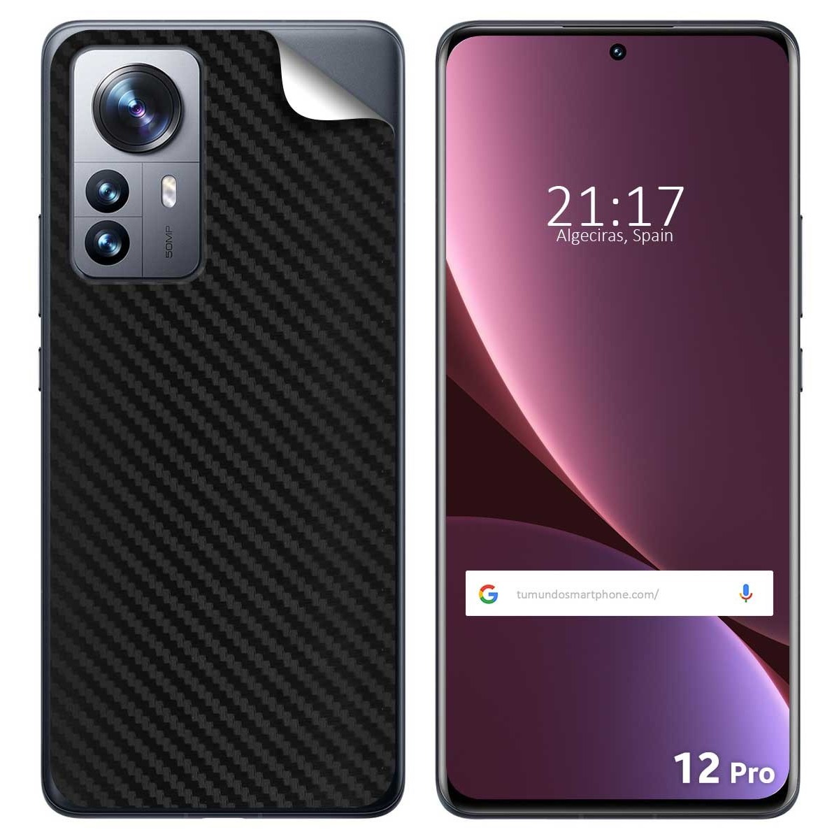 Pegatina Vinilo Autoadhesiva Textura Carbono para Xiaomi 12 Pro 5G
