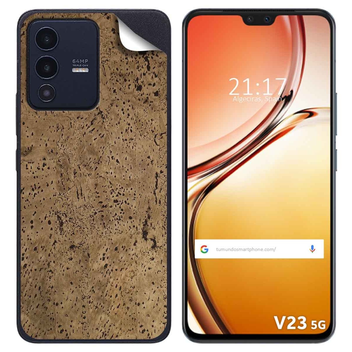 Pegatina Vinilo Autoadhesiva Textura Corcho para Vivo V23 5G