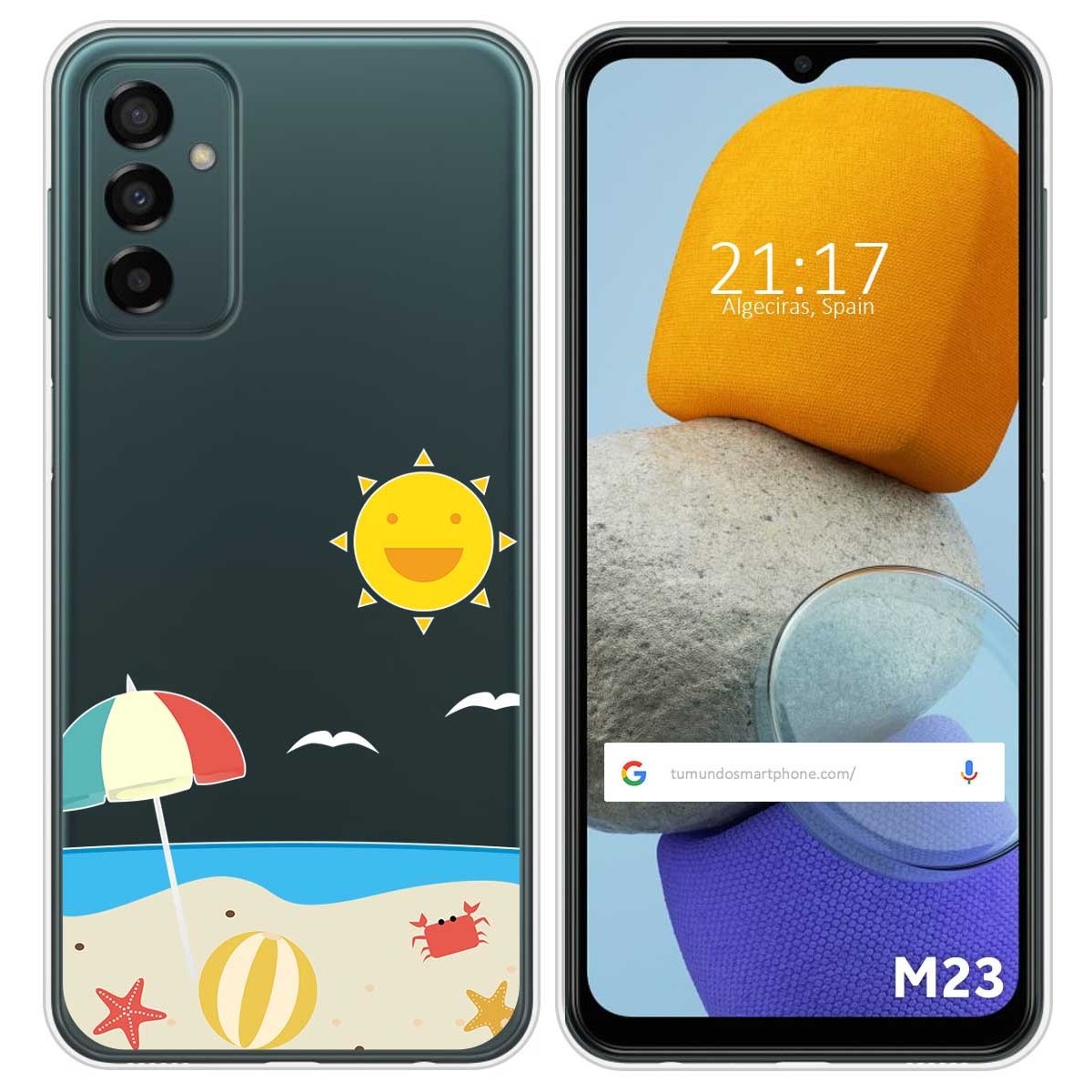 Funda Silicona Transparente para Samsung Galaxy M23 5G diseño Playa Dibujos