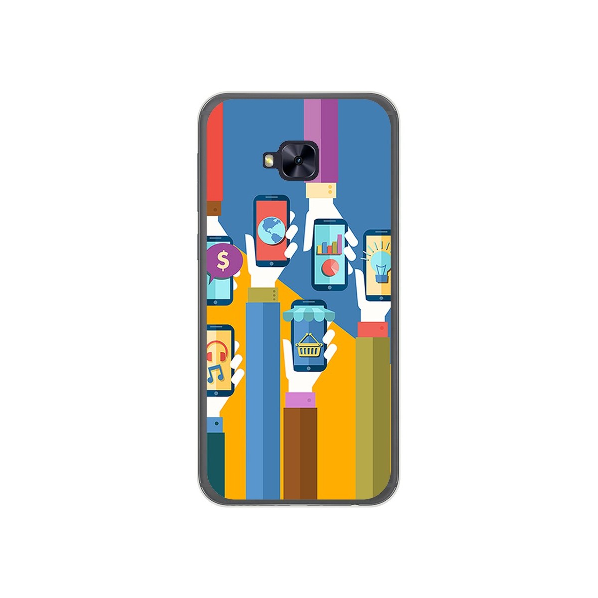 Funda Gel Tpu para Asus Zenfone 4 Selfie Pro Zd552Kl Diseño Apps Dibujos