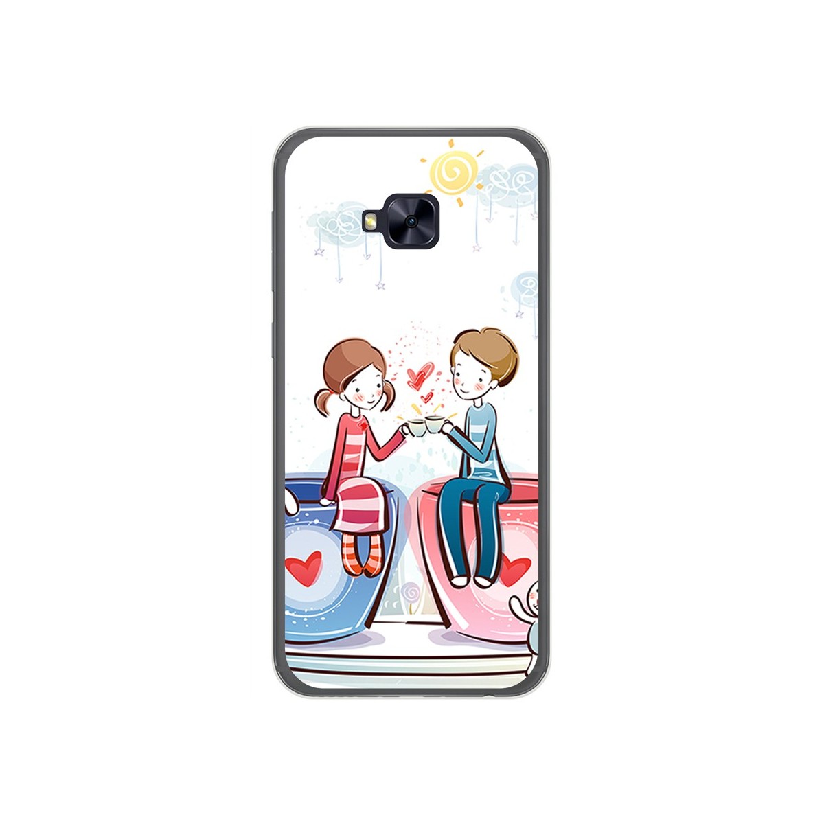 Funda Gel Tpu para Asus Zenfone 4 Selfie Pro Zd552Kl Diseño Cafe Dibujos
