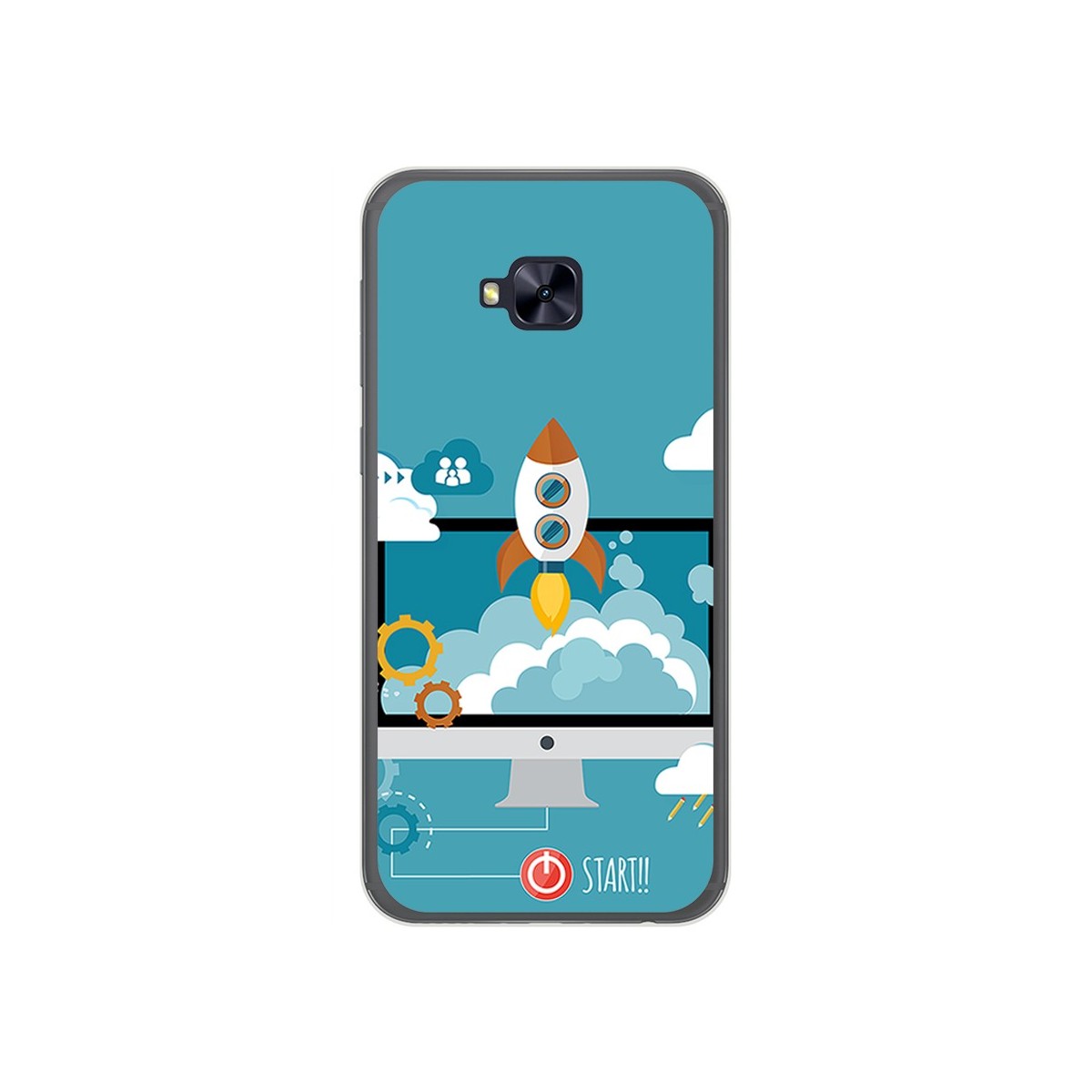 Funda Gel Tpu para Asus Zenfone 4 Selfie Pro Zd552Kl Diseño Cohete Dibujos