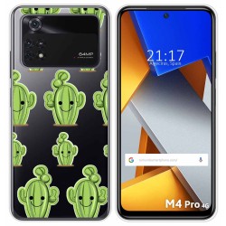 Funda Silicona Transparente para Xiaomi POCO M4 Pro 4G diseño Cactus Dibujos