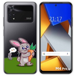 Funda Silicona Transparente para Xiaomi POCO M4 Pro 4G diseño Conejo Dibujos