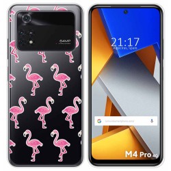 Funda Silicona Transparente para Xiaomi POCO M4 Pro 4G diseño Flamenco Dibujos
