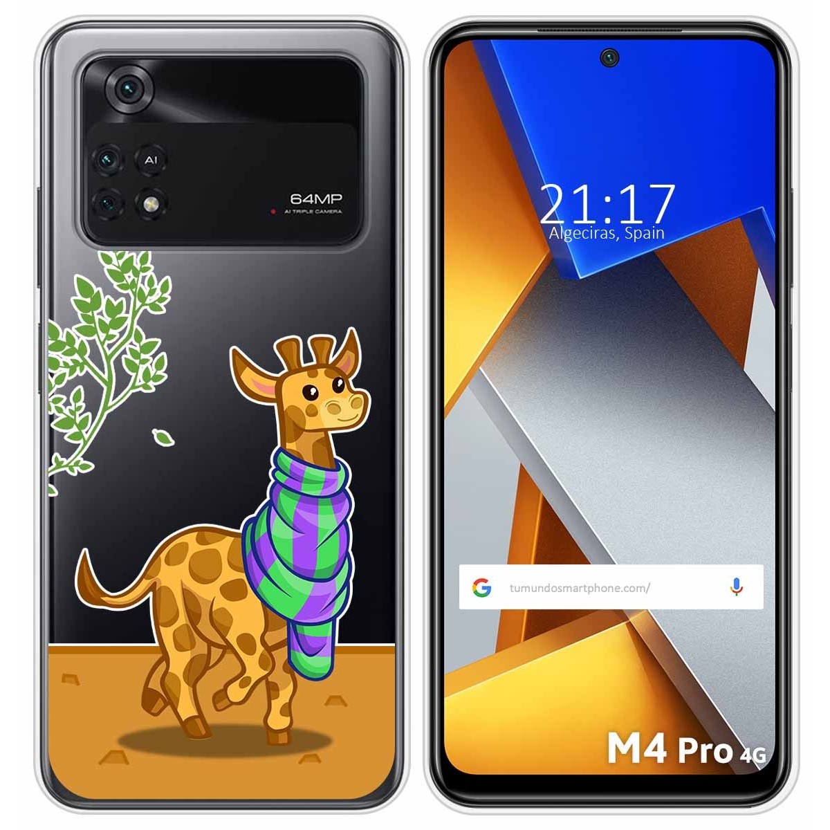 Funda Silicona Transparente para Xiaomi POCO M4 Pro 4G diseño Jirafa Dibujos